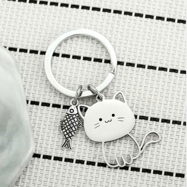  Móc Khoá Inox Cá Mèo 