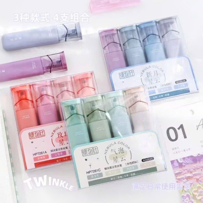  Bộ 4 Bút Đánh Dấu MÀu Sáp Lấp Lánh 