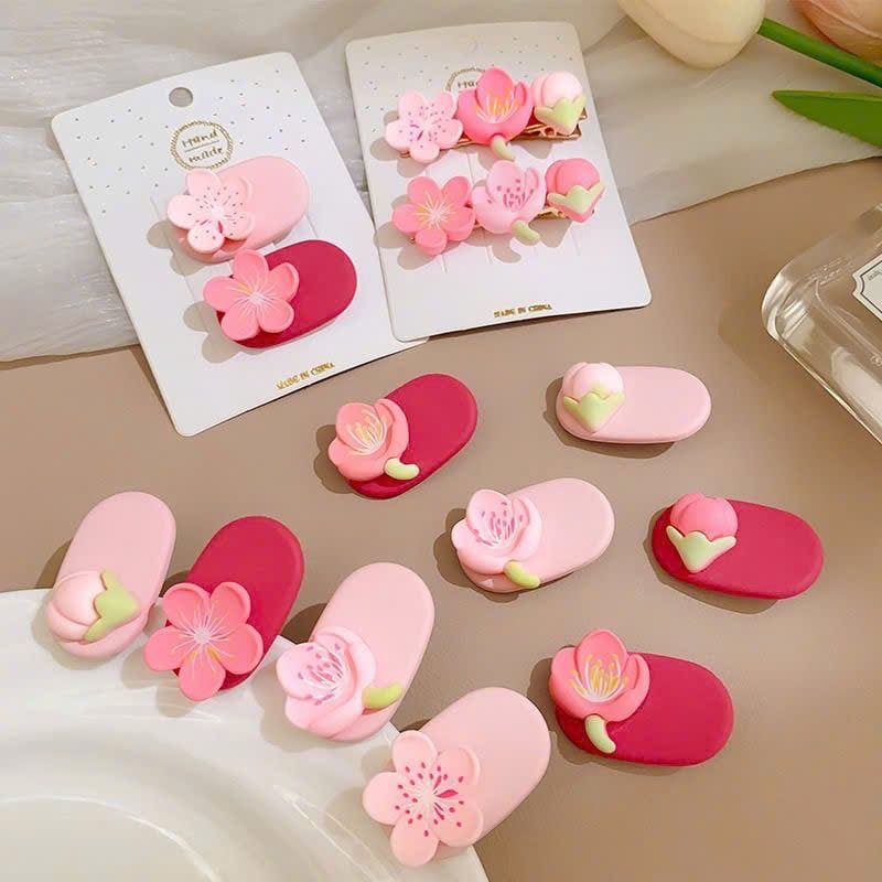  Kẹp Tóc Hoa Đào Màu Hồng 