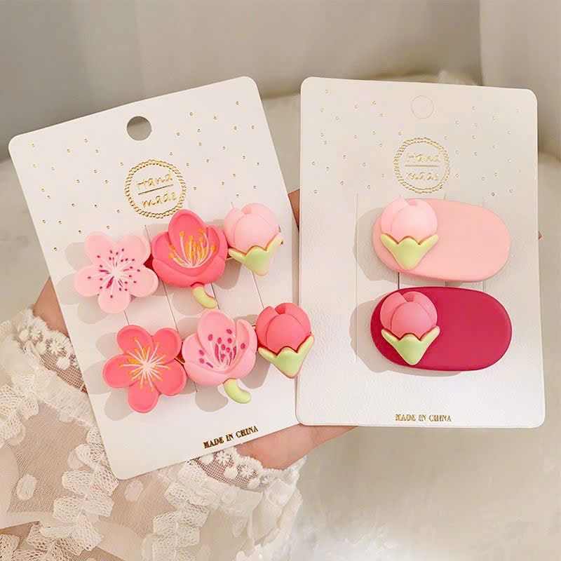  Kẹp Tóc Hoa Đào Màu Hồng 
