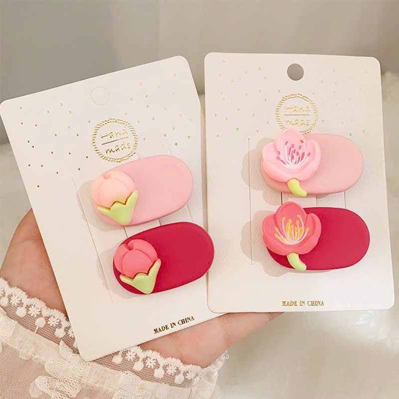  Kẹp Tóc Hoa Đào Màu Hồng 