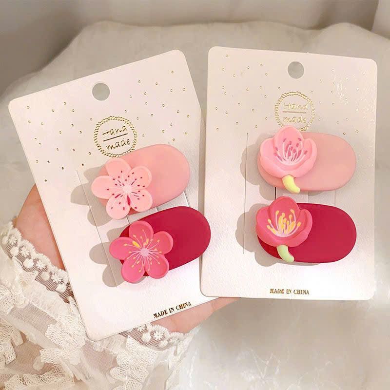  Kẹp Tóc Hoa Đào Màu Hồng 