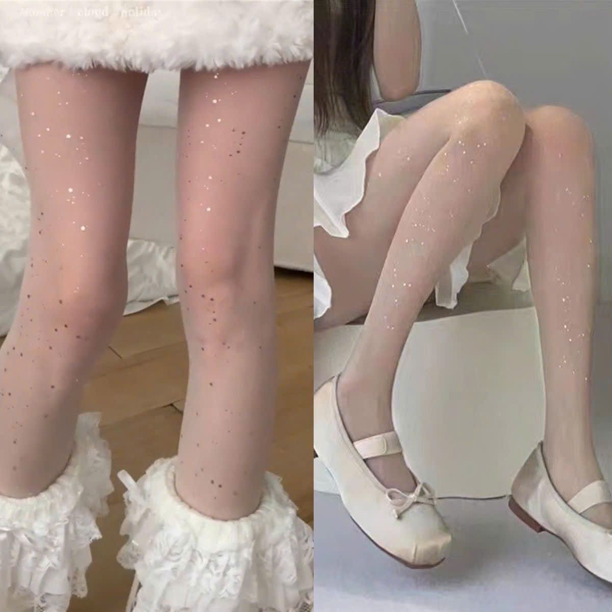  Quần Tất Nữ Mỏng Đính Đá 