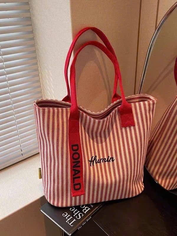 Túi Vải Tote Sọc Cỡ Lớn 