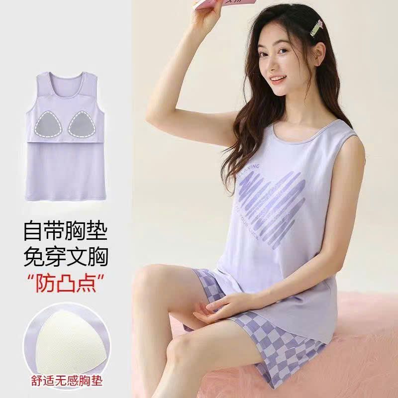  Bộ Đồ Ngủ Cotton Có Mút Ngực 