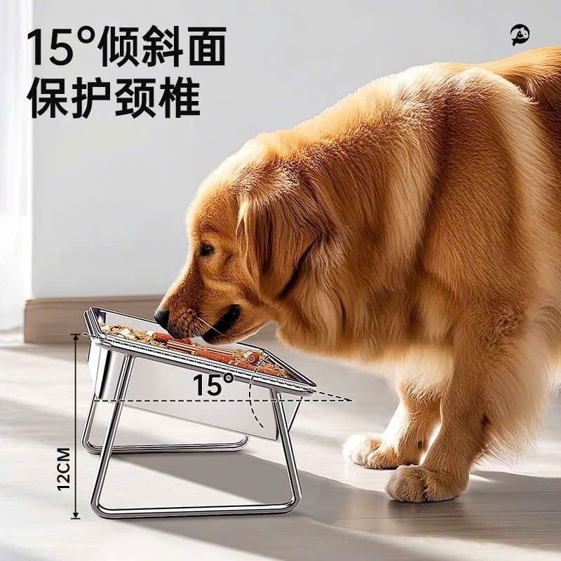  Khay Thức Ăn/Uống Nước Chó Mèo Bằng Thép Không Gỉ 