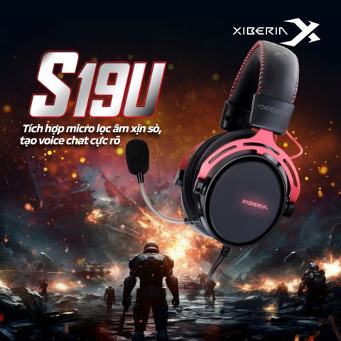 Tai nghe GAMING Xiberia S19U | Đen Đỏ, RGB, Virtual 7.1, OverEar