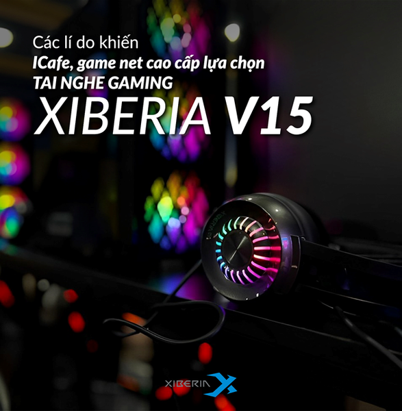 Tai nghe XIBERIA V15 7.1 Grey RGB | Xám Đen, RGB, Virtual 7.1, OverEar