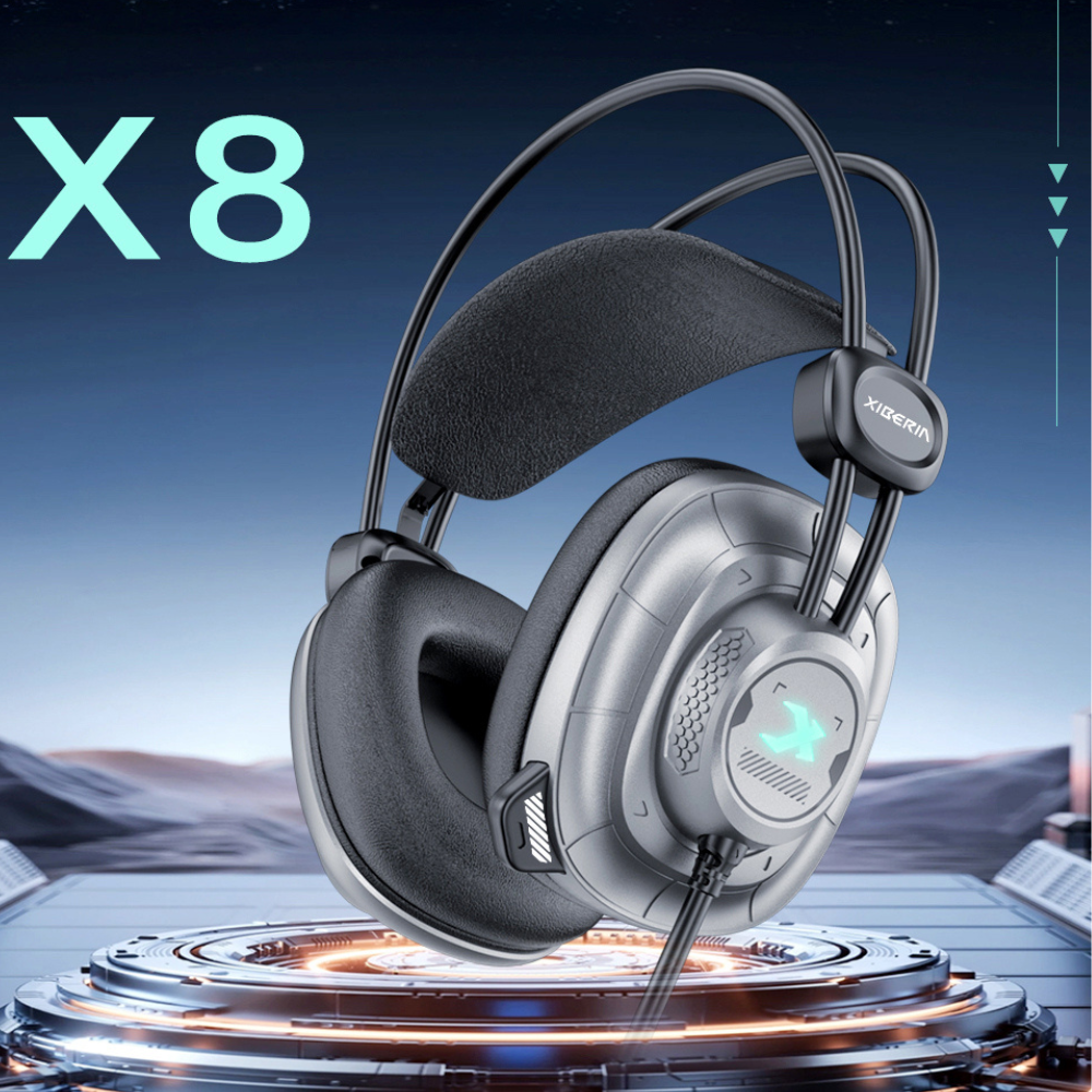 Tai Nghe Gaming Có Dây Xiberia X8 | Xám Bạc, RGB, Virtual 7.1, OverEar