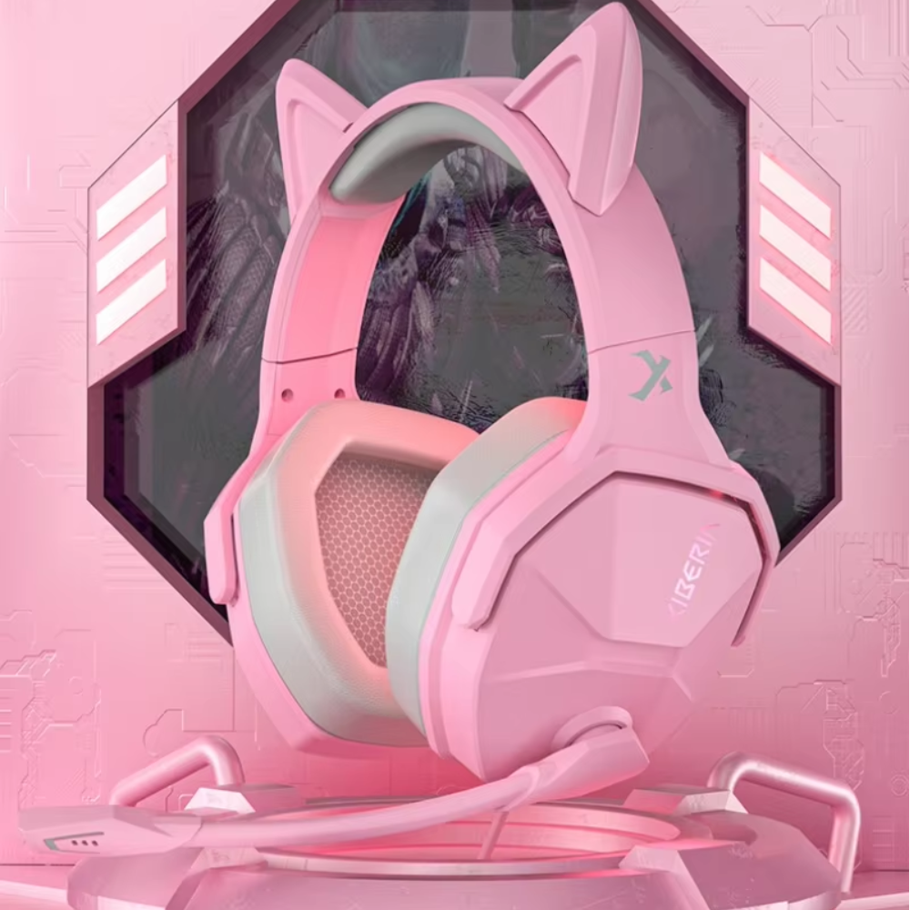 Tai nghe Xiberia V13U Pink màu hồng tai mèo RGB