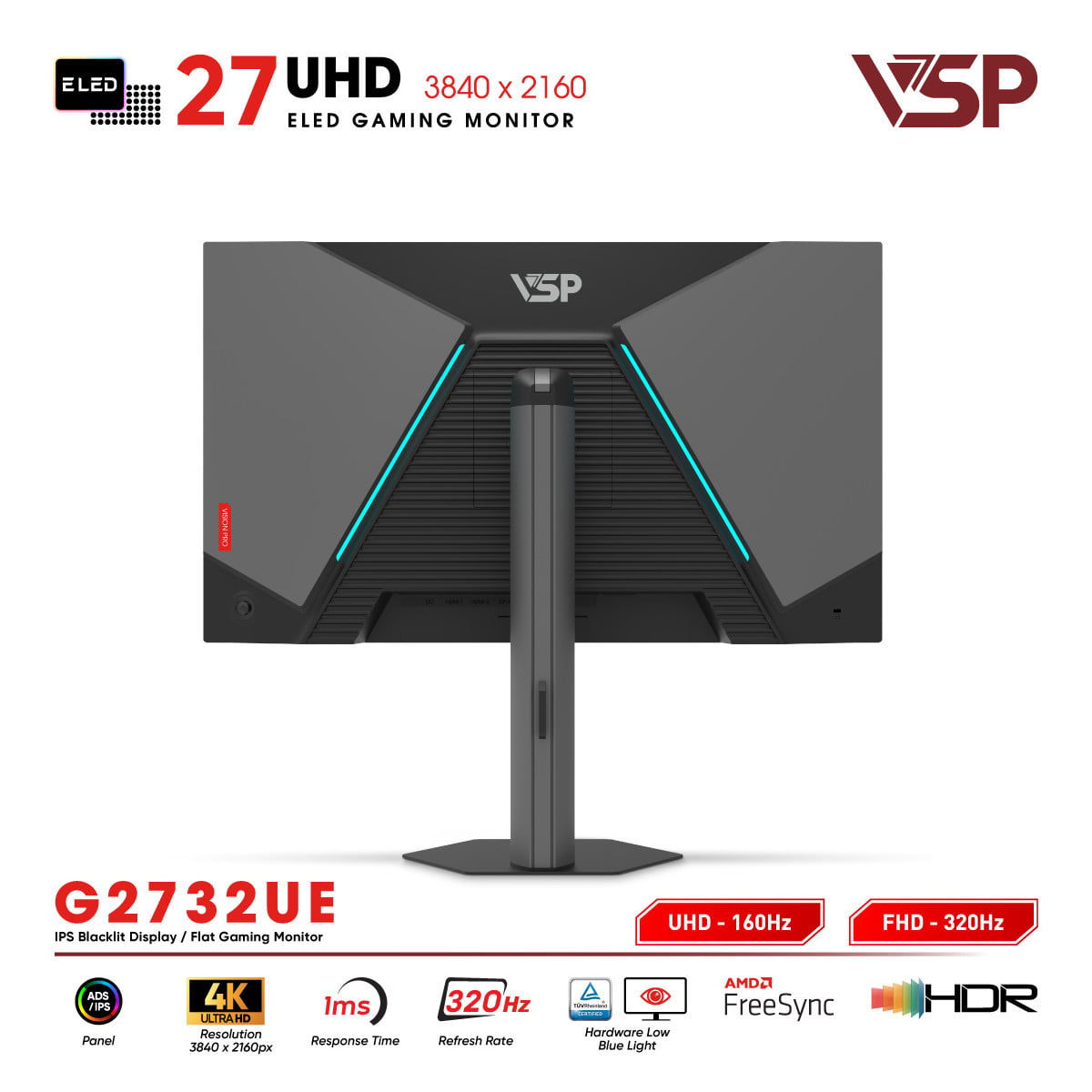 Màn hình VSP Vision Pro G2732UE (27 inch/4K/IPS/10bit/320Hz/1ms/FreeSync)