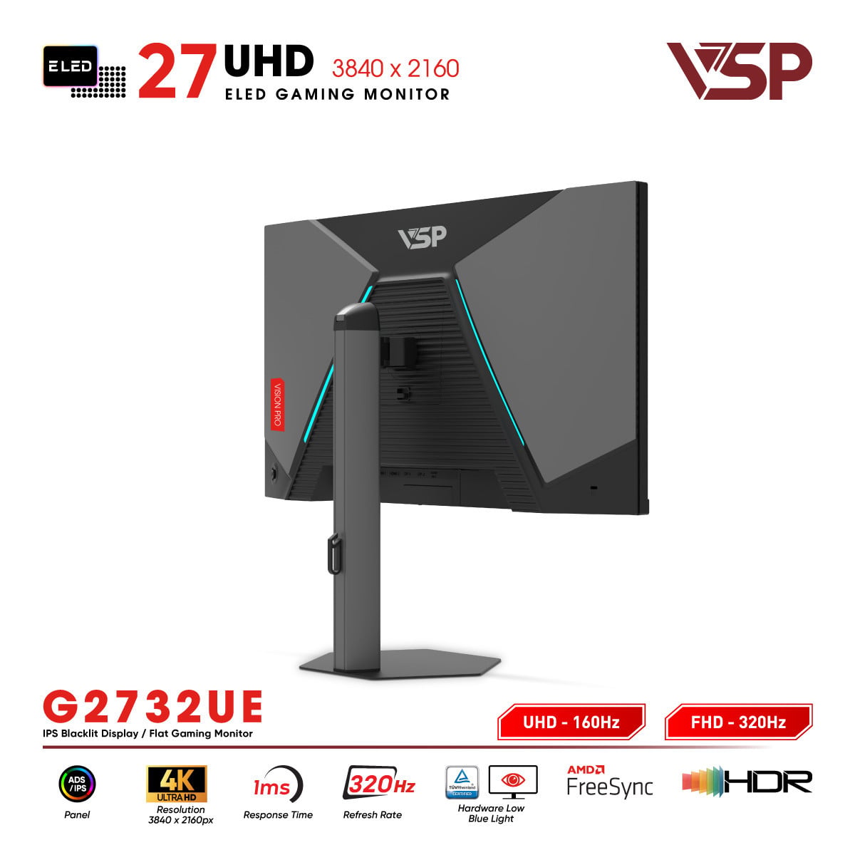 Màn hình VSP Vision Pro G2732UE (27 inch/4K/IPS/10bit/320Hz/1ms/FreeSync)