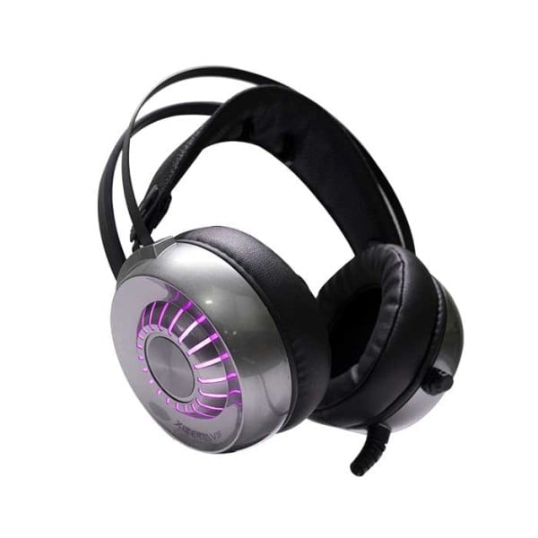 Tai nghe Xiberia V15 7.1 Grey RGB kiểu over-ear xám đen