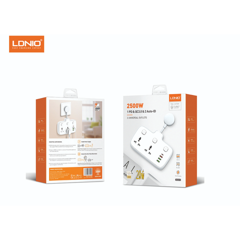 Ổ cắm điện LDNIO 3A1C SC2413 (2port + 3USB + Type-C 2500W)