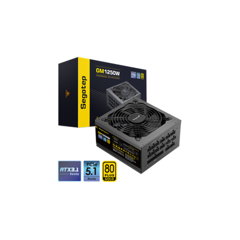 Nguồn Segotep GM1250W 1250W 80 Plus Gold Đen
