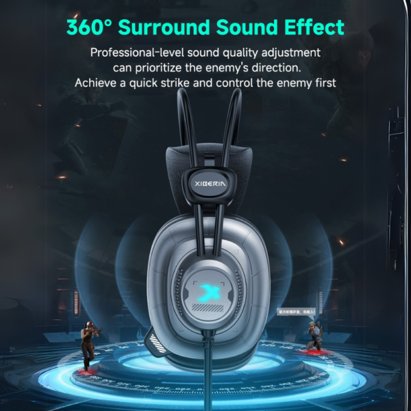 Tai Nghe Gaming Có Dây Xiberia X8 | Xám Bạc, RGB, Virtual 7.1, OverEar