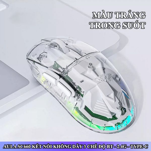 Chuột Gaming Không Dây AULA SC660, LED RGB, 3 Modes, Thiết Kế Độc Đáo.