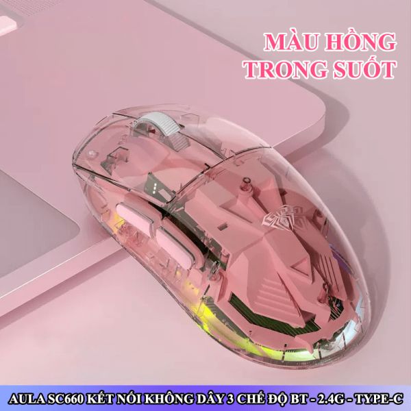 Chuột Gaming Không Dây AULA SC660, LED RGB, 3 Modes, Thiết Kế Độc Đáo.