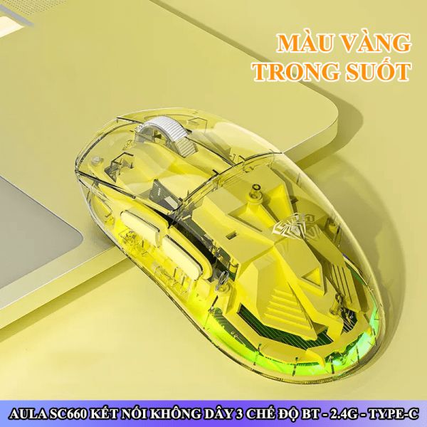 Chuột Gaming Không Dây AULA SC660, LED RGB, 3 Modes, Thiết Kế Độc Đáo.