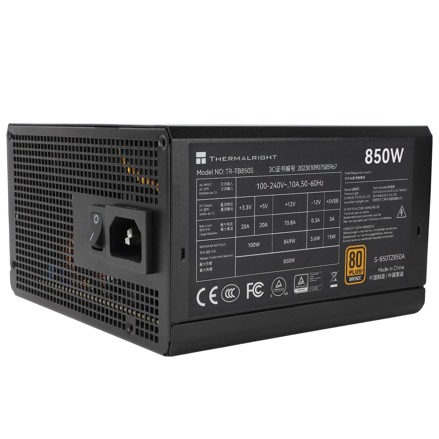 Nguồn Thermalright TB-850 850W 80 Plus Bronze Full Modular Đen cận cảnh Nguồn Thermalright TB-850 850W 80 Plus Bronze Full Modular Đen cận cảnh