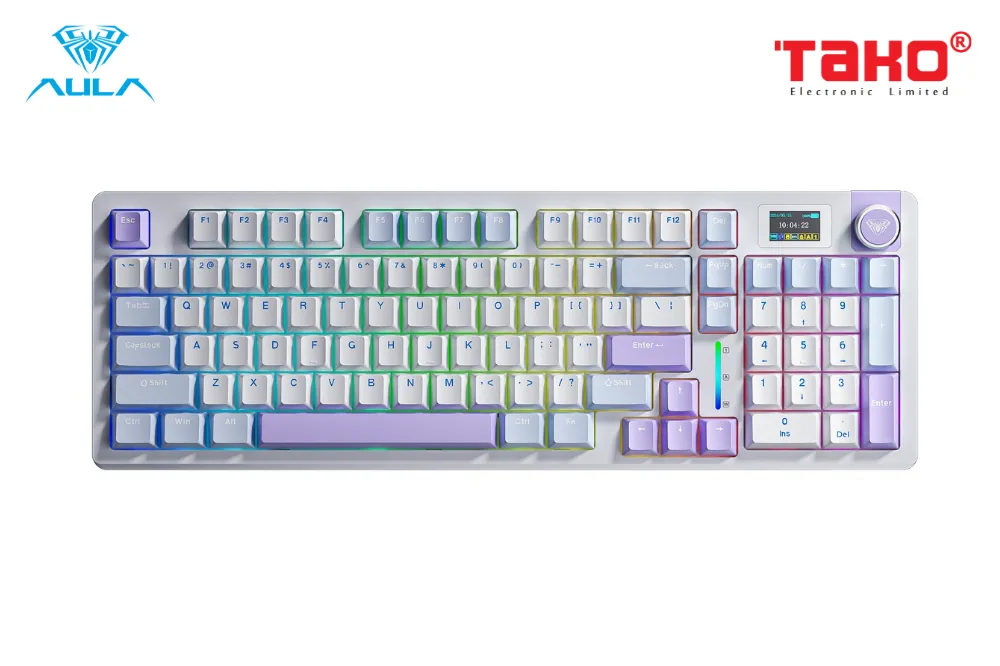Phím Cơ Aula S98 Pro màu xanh dương trắng tím Phím Cơ Aula S98 Pro màu xanh dương trắng tím
