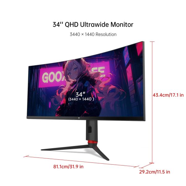 Màn hình Gaming Cong KTC H34S18S 34 inch (4K, VA, 165Hz, 1ms)