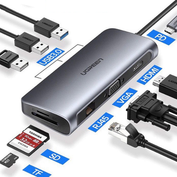 Cổng chuyển đổi Hub UGREEN Type-C 9 in 1 CM179