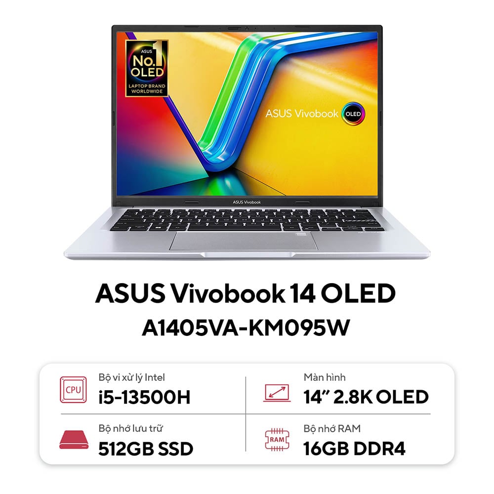 Laptop Asus Vivobook 14 OLED A1405VA-KM095W | i5-13500H, 16GB, 512GB, 14'' 2.8K OLED