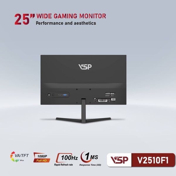 Màn hình văn phòng VSP V2510F1 | 25 inch, Full HD, VA, 100Hz, 1ms, Đen
