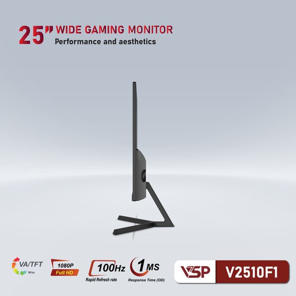 Màn hình văn phòng VSP V2510F1 | 25 inch, Full HD, VA, 100Hz, 1ms, Đen