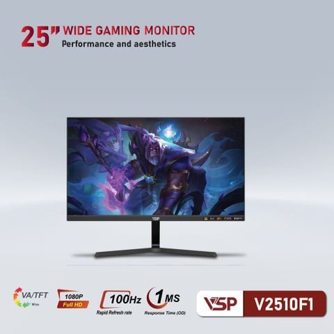 Màn hình văn phòng VSP V2510F1 | 25 inch, Full HD, VA, 100Hz, 1ms, Đen