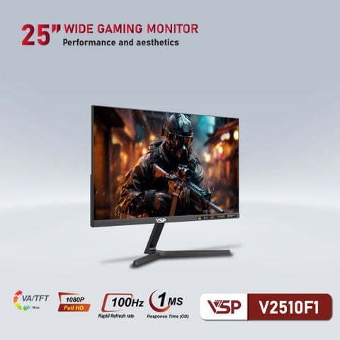 Màn hình văn phòng VSP V2510F1 | 25 inch, Full HD, VA, 100Hz, 1ms, Đen