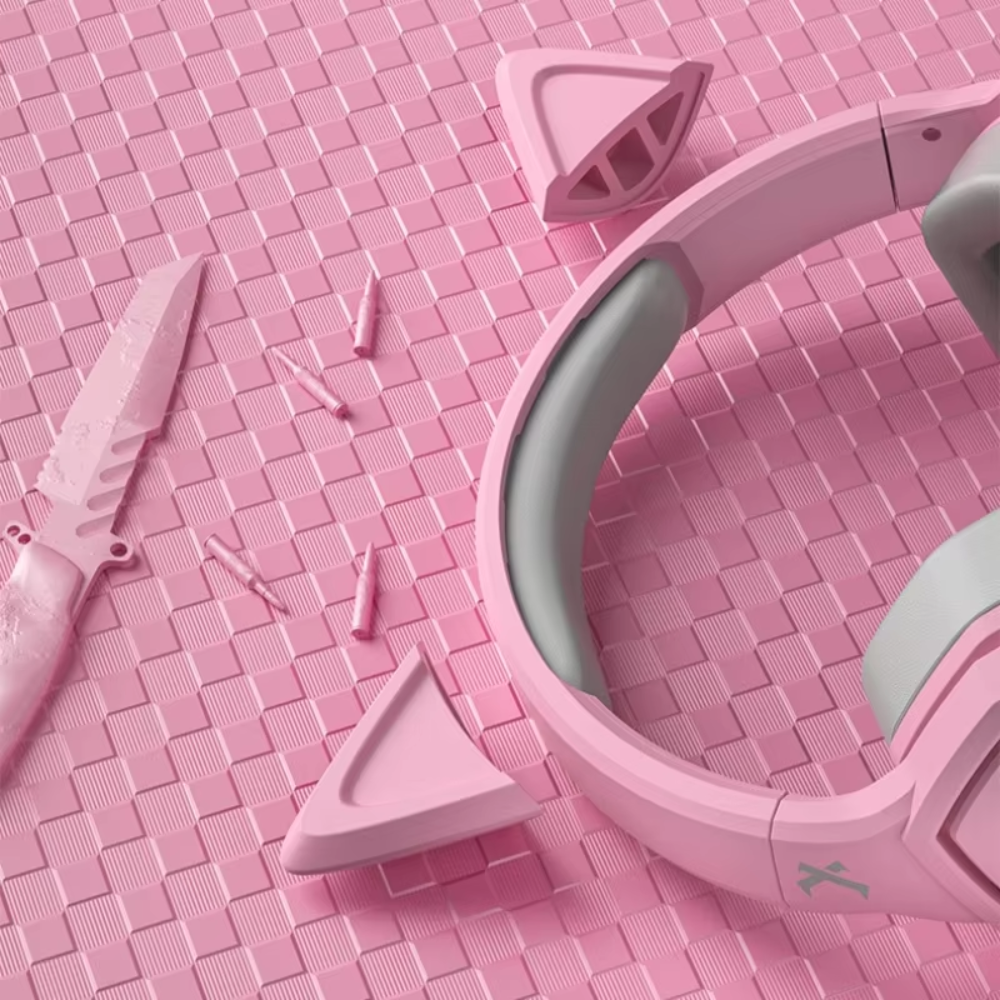 Tai nghe Xiberia V13U Pink chi tiết đệm tai và micro