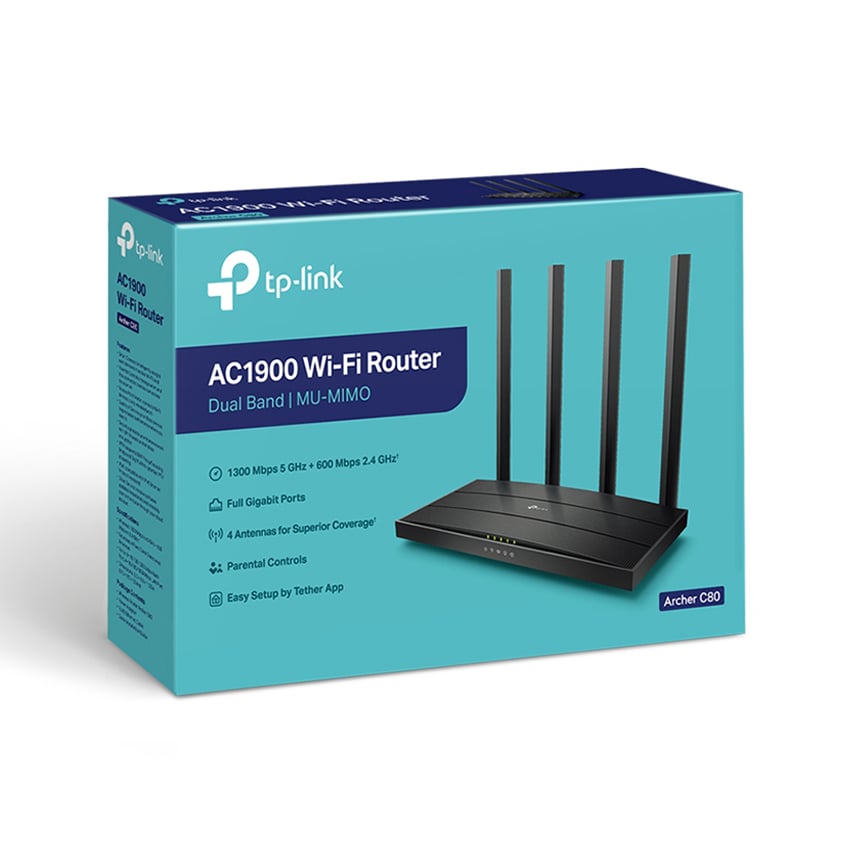 Bộ phát wifi TP-Link Archer C80 (Chuẩn AC/ AC1900Mbps/ 4 Ăng-ten ngoài/ Wifi Mesh/ 35 User)