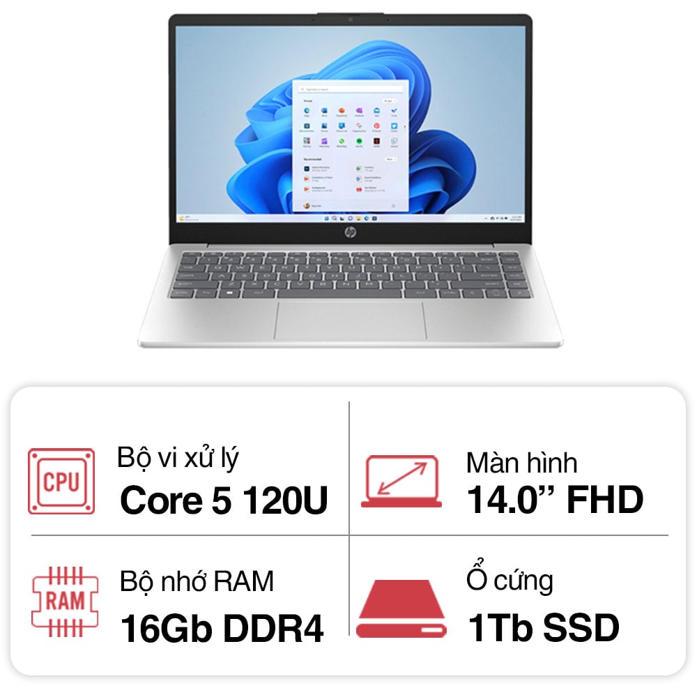 Laptop HP 14 ep1009TU 9Z2W2PA (Core 5 120U/ 16GB/ 1TB SSD/ 14 inch FHD/ Win11/ Bạc)
