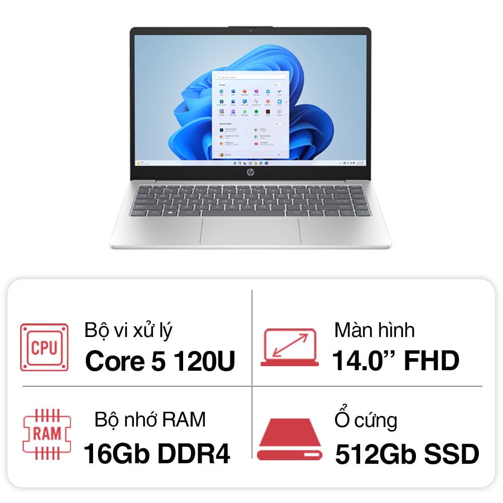 Laptop HP 14 ep1011TU 9Z2W3PA (Core 5 120U/ 16GB/ 512GB SSD/ 14 inch FHD/ Win11/ Bạc)