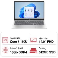 Laptop HP 14 ep1007TU 9Z2W1PA (Core 7 150U/ 16GB/ 512GB SSD/ 14 inch FHD/ Win11/ Bạc)