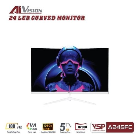 MÀN HÌNH AIVISION A245FC | 24 inch 100Hz, Full HD, VA, 5ms, Trắng, Cong