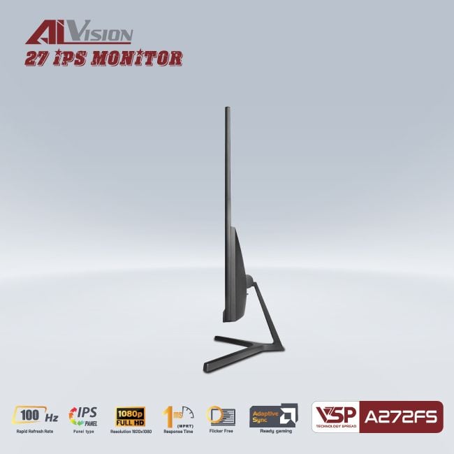 Màn hình AIVISION A272FS | 27 inch, Full HD, IPS, 100Hz, 1ms, phẳng