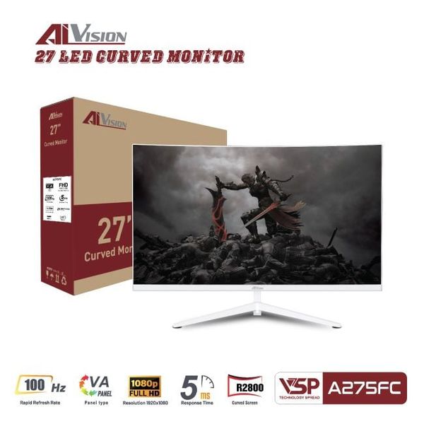 Màn hình cong AiVision A275FC 27 inch | FHD | VA | 100Hz | 5ms - White -  Sintech