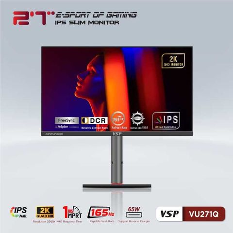 Màn hình VSP VU271Q | 27 inch, 2K, IPS, 165Hz, 1ms