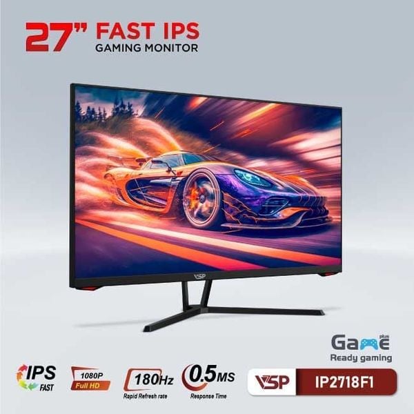 Màn hình VSP IP2718F1 - Black | 27 inch, Full HD, Fast IPS, 180Hz, 0.5ms, phẳng