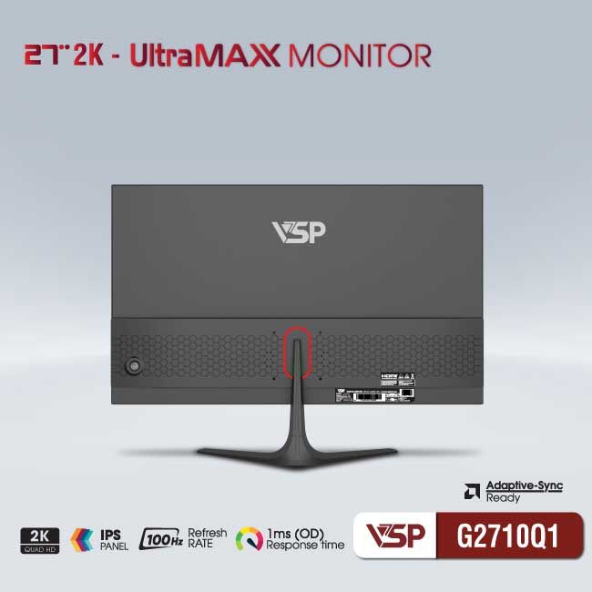 Màn Hình VSP G2710Q1 | 27 inch, 2K, IPS, 100Hz, 1ms, Đen