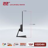 MÀN HÌNH PHẲNG LED VSP 22 INCH TRÀN VIỀN V2204H - ĐEN