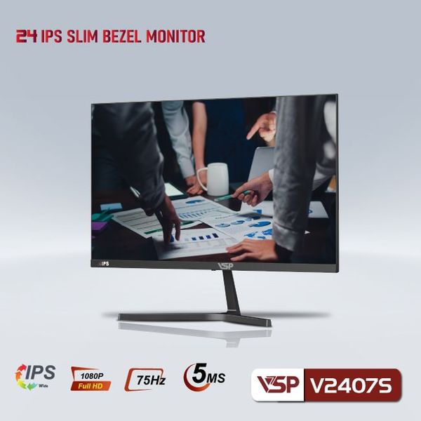 Màn hình phẳng LED VSP V2407S 24 inch (IPS / FHD / 75Hz / 5ms / Đen)