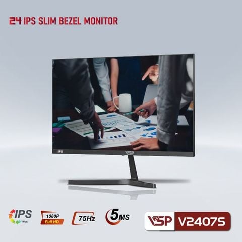 Màn hình phẳng LED VSP V2407S 24 inch (IPS / FHD / 75Hz / 5ms / Đen)