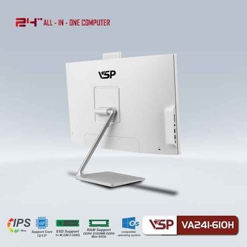 Máy tính để bàn VSP All in One VA241-610H trắng/24 inch/ 60Hz/Full HD