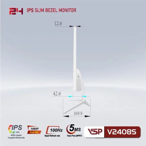 Màn hình VSP V2408S | 24 inch, Full HD, IPS, 100Hz, 5ms, phẳng, trắng