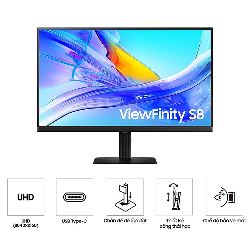 Màn hình đồ họa Samsung ViewFinity S8 S80UD UHD LS27D804UAEXXV 27 inch, 4K/ 5ms/ 350cd/m2/ IPS/60hz