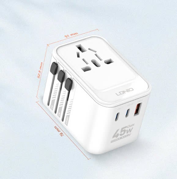 Ổ cắm điện du lịch LDNIO Z8 + Sạc 45w (2 cổng Type-C + USB)
